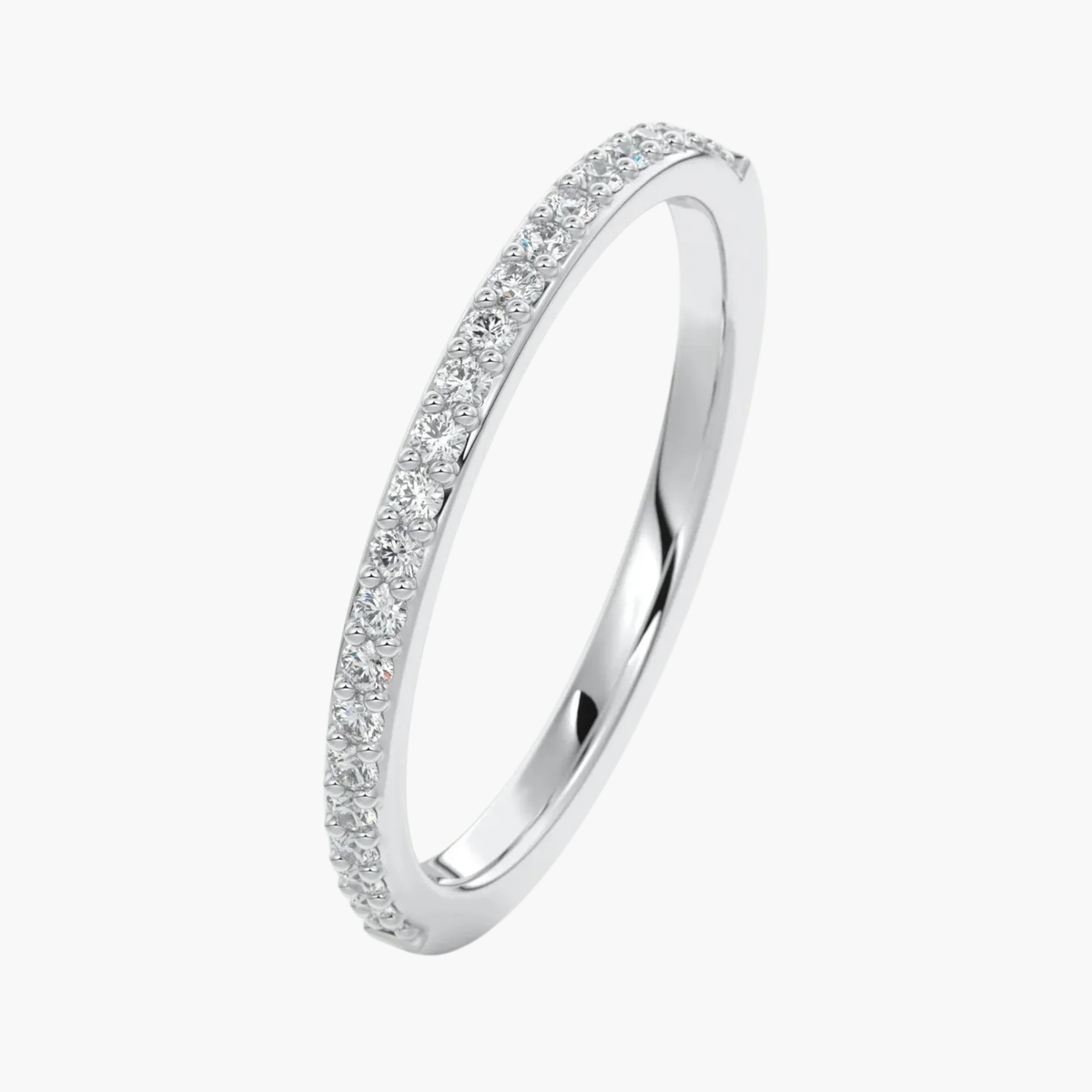 Half-Eternity Ring Band - Pavé A5 Cubic Zirconia in Silver or Gold