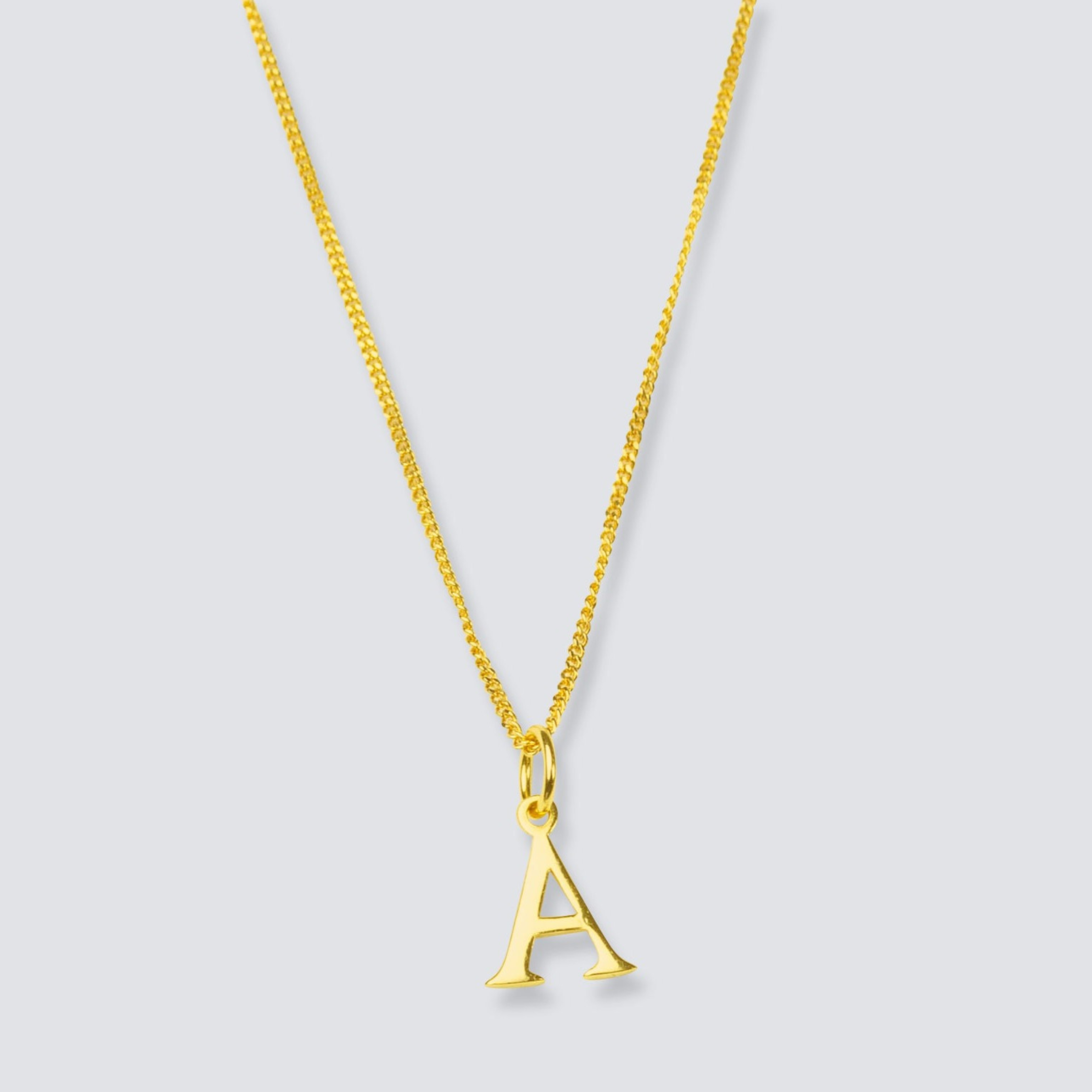 14k Gold  Solid - Initial Letter Pendant Necklace - Sincere Sally